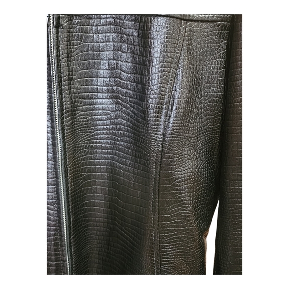 Vintage Saguaro Genuine Leather Croc-Embossed Black Jacket Y2K Style Size XL - Picture 5 of 15